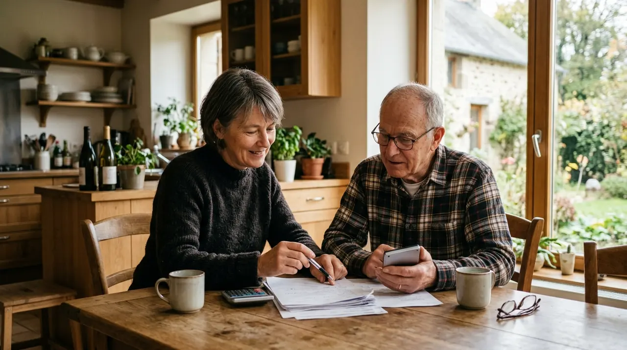 Document de devis et calculatrice sur une table de cuisine